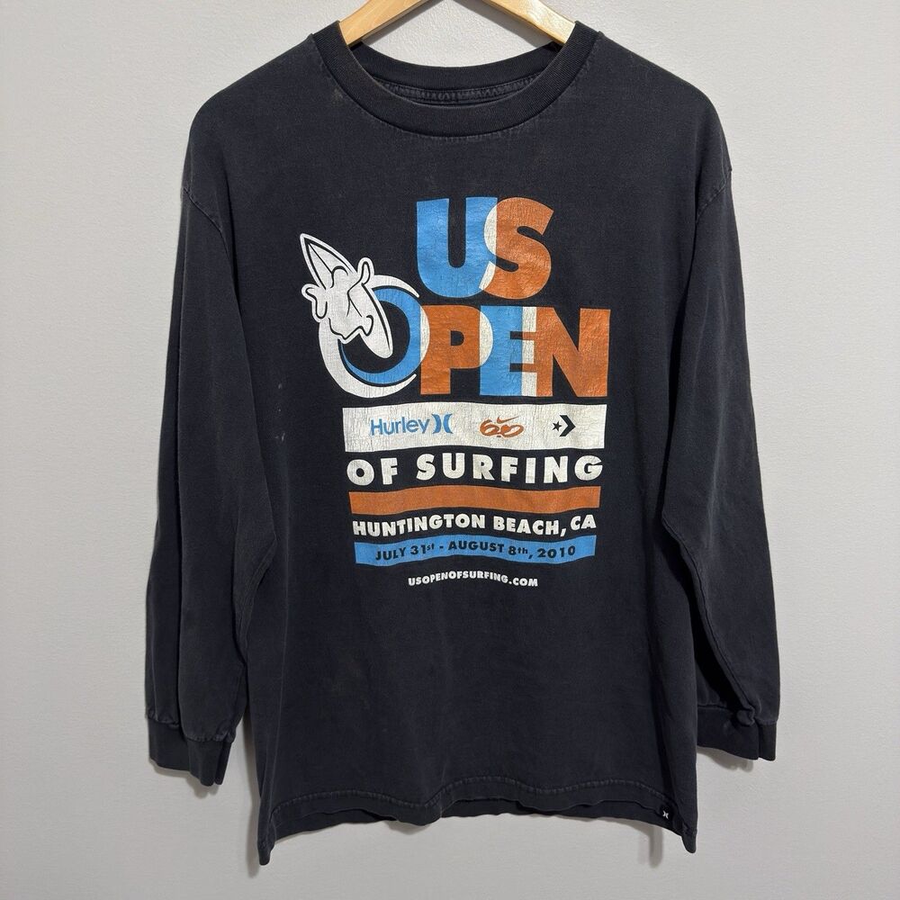 US Open Of Surfing Hurley Huntington Beach 2010 Shirt Size L Long Sleeve Faded